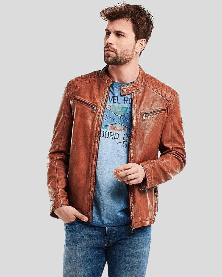 Finley Brown Biker Leather Jacket