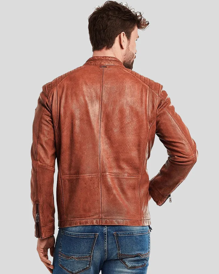 Finley Brown Biker Leather Jacket