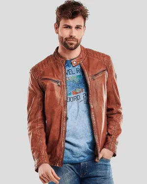 Finley Brown Biker Leather Jacket