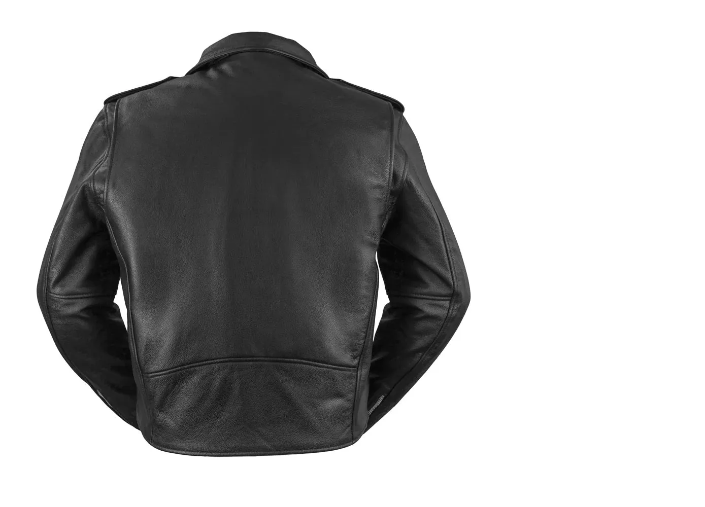 FMM200BMP Plain Side Black Men's Motorcycle Leather Jacket