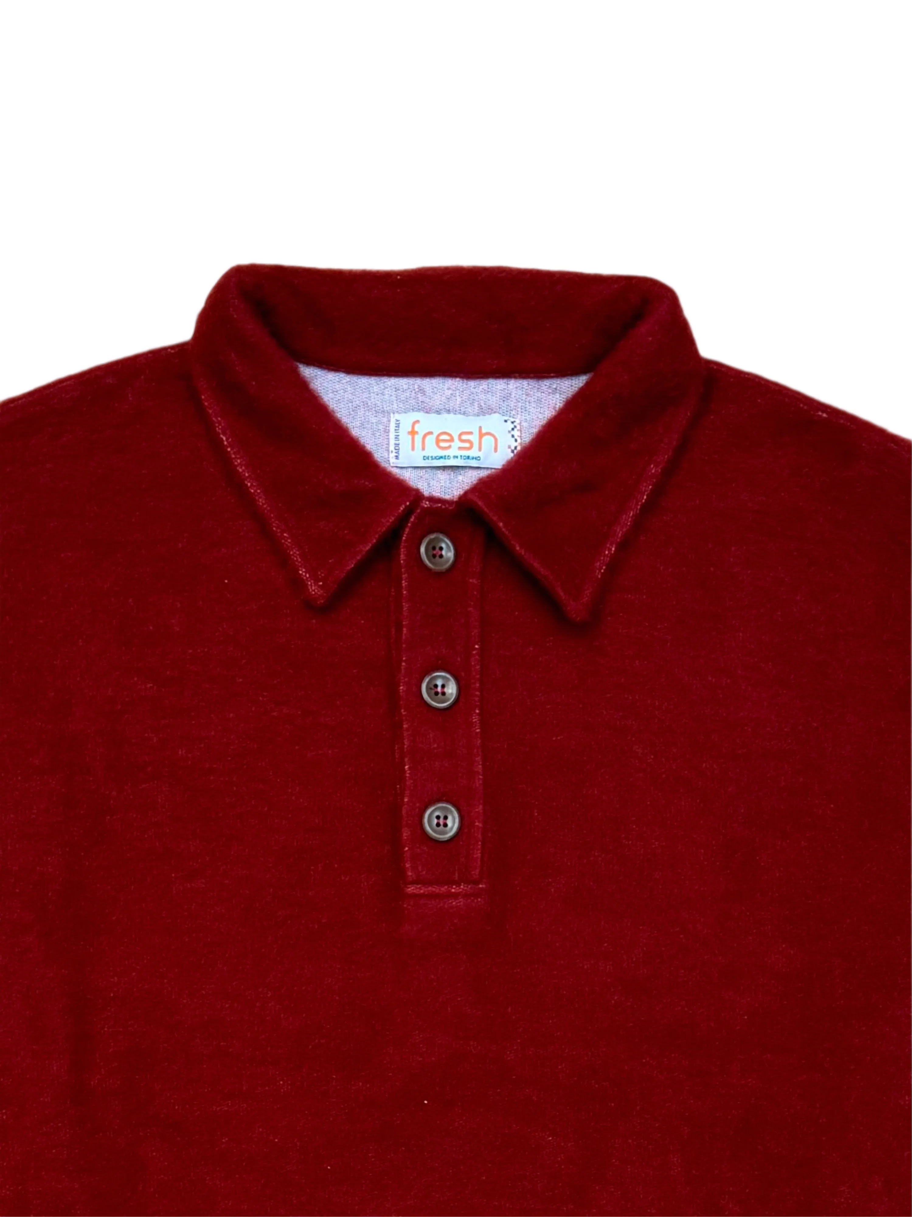 FRESH Bamboo Polo Sweater In Bordeaux