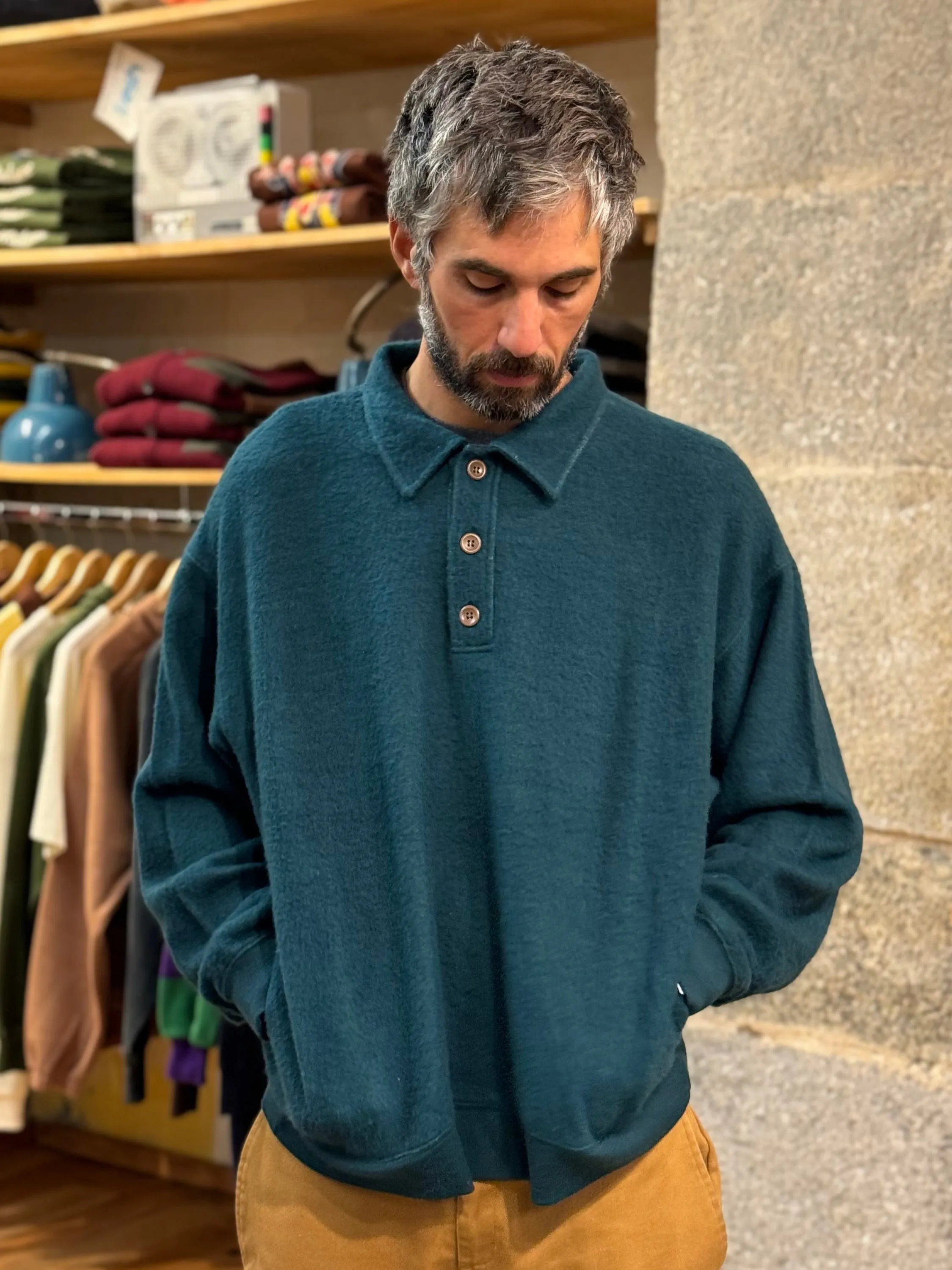 FRESH Bamboo Polo Sweater In Forrest Green