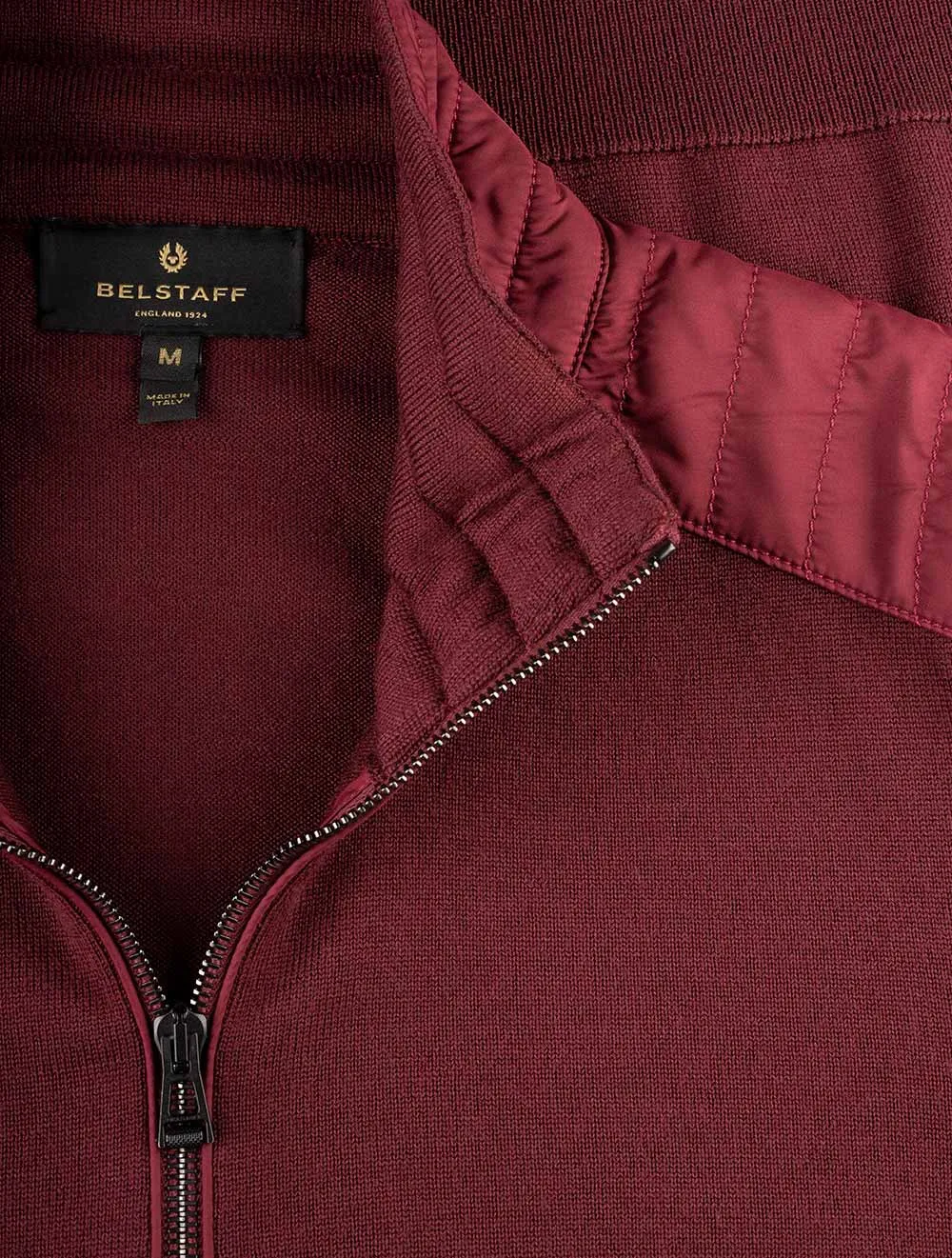 Full Zip Merino Wool Cardigan Oxblood