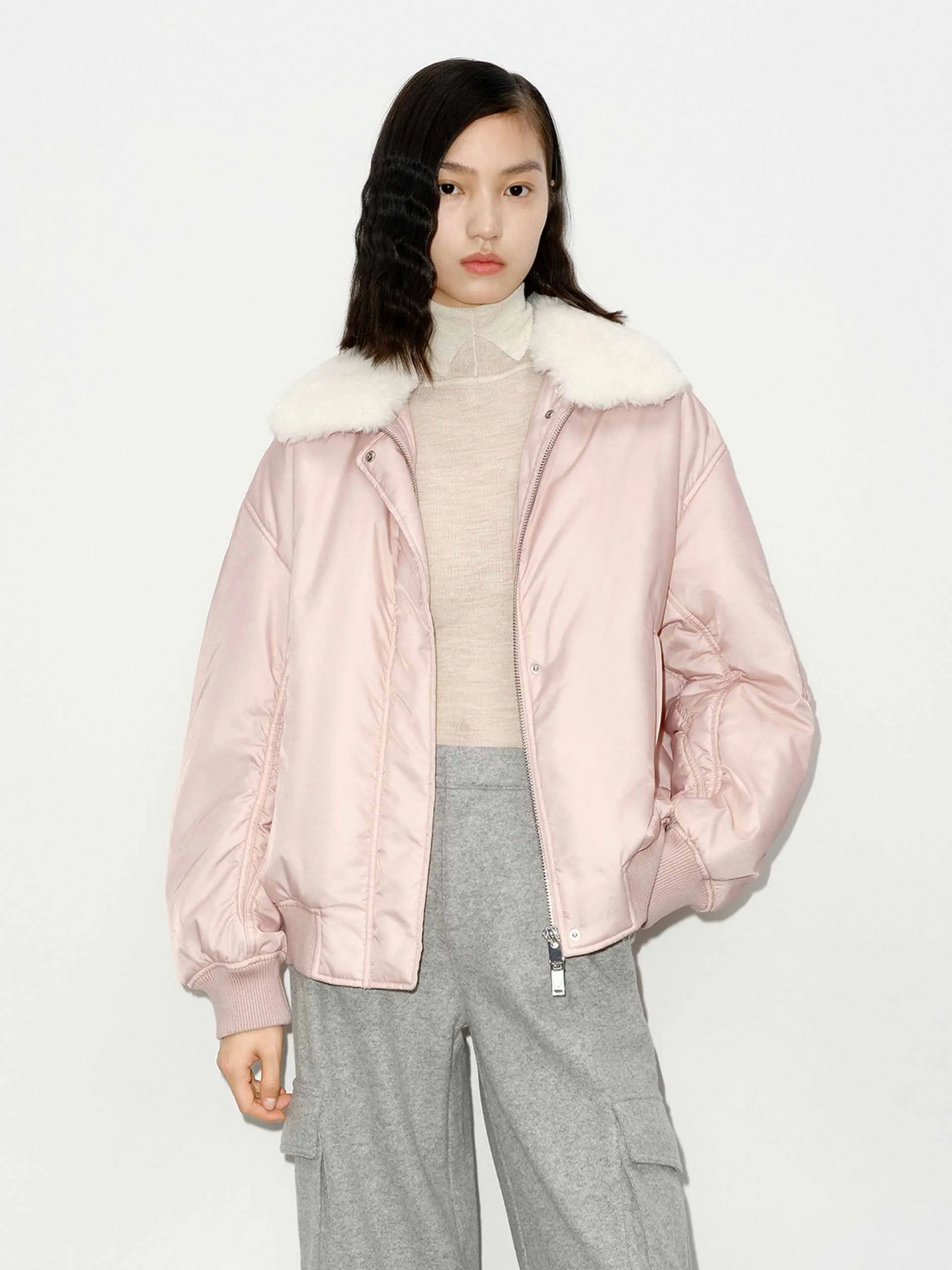 Fur Collar Quilted Jacket