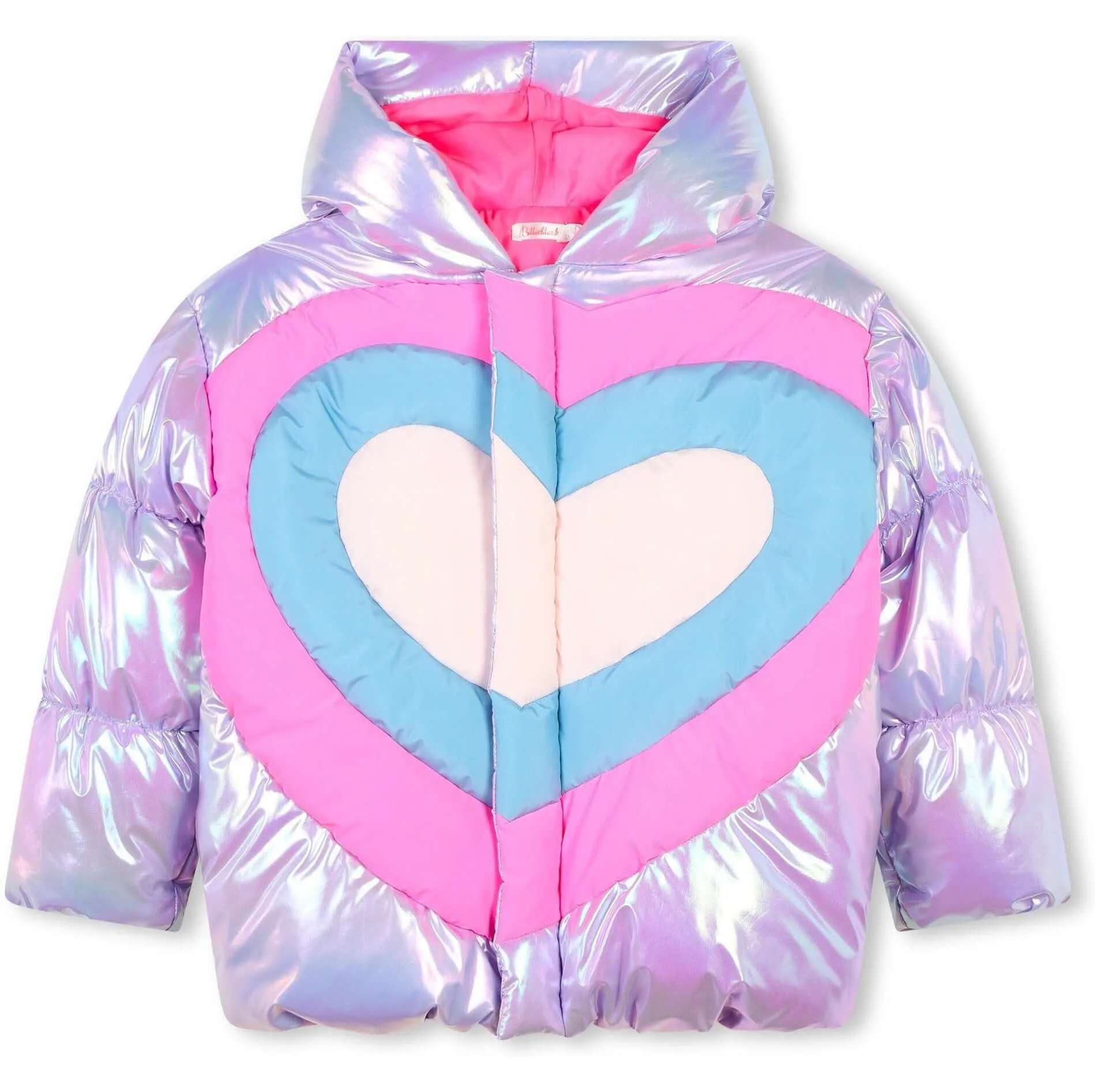 Girls Lilac Heart Puffer Coat