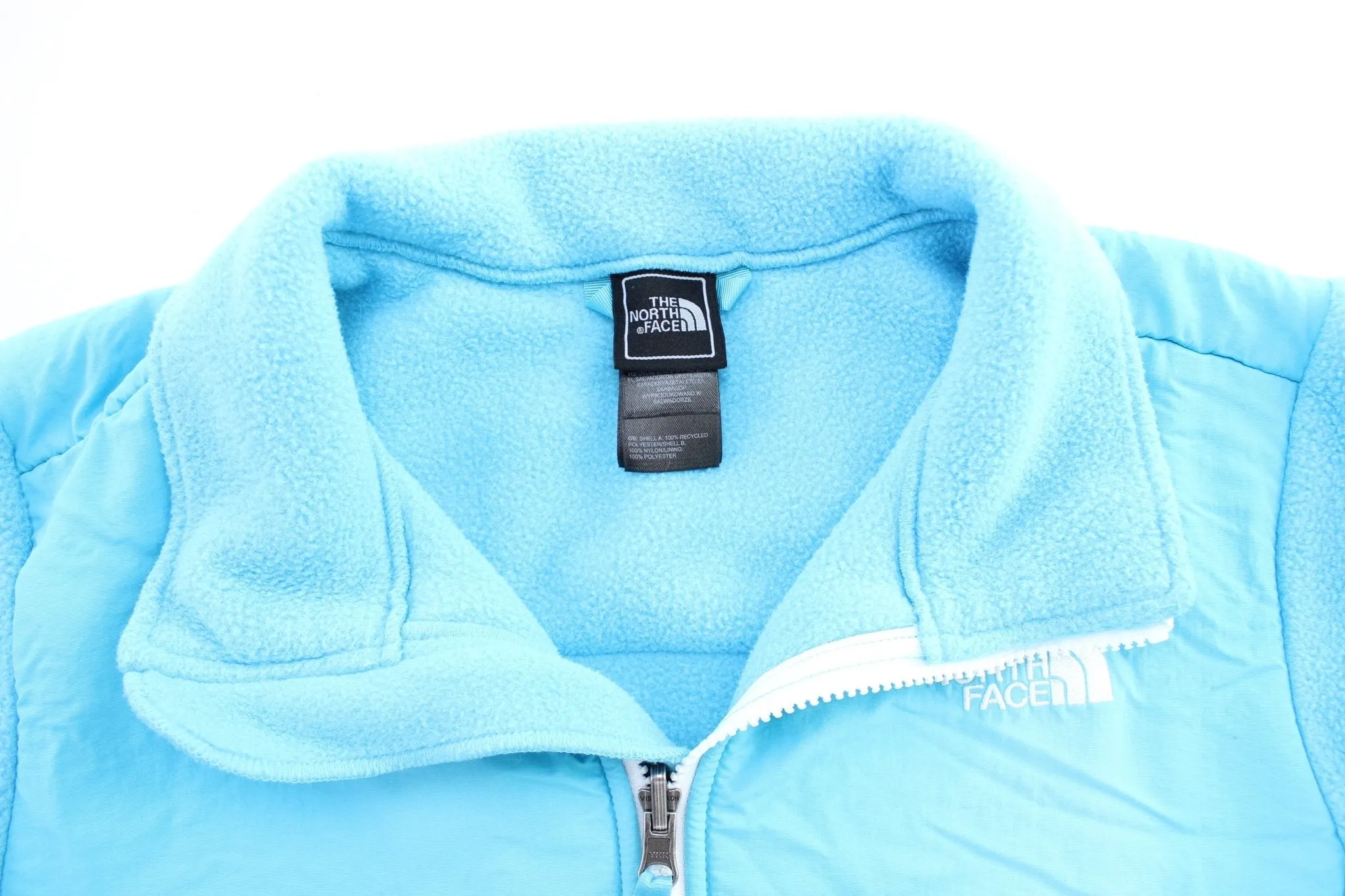 Girls The North Face Embroidered Logo Blue Fleece Zip Up Jacket