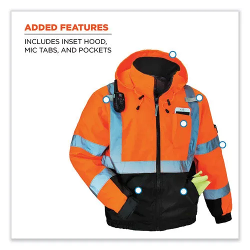 Glowear 8377 Class 3 Hi-vis Quilted Bomber Jacket, Orange, 5x-large, Ships In 1-3 Business Days