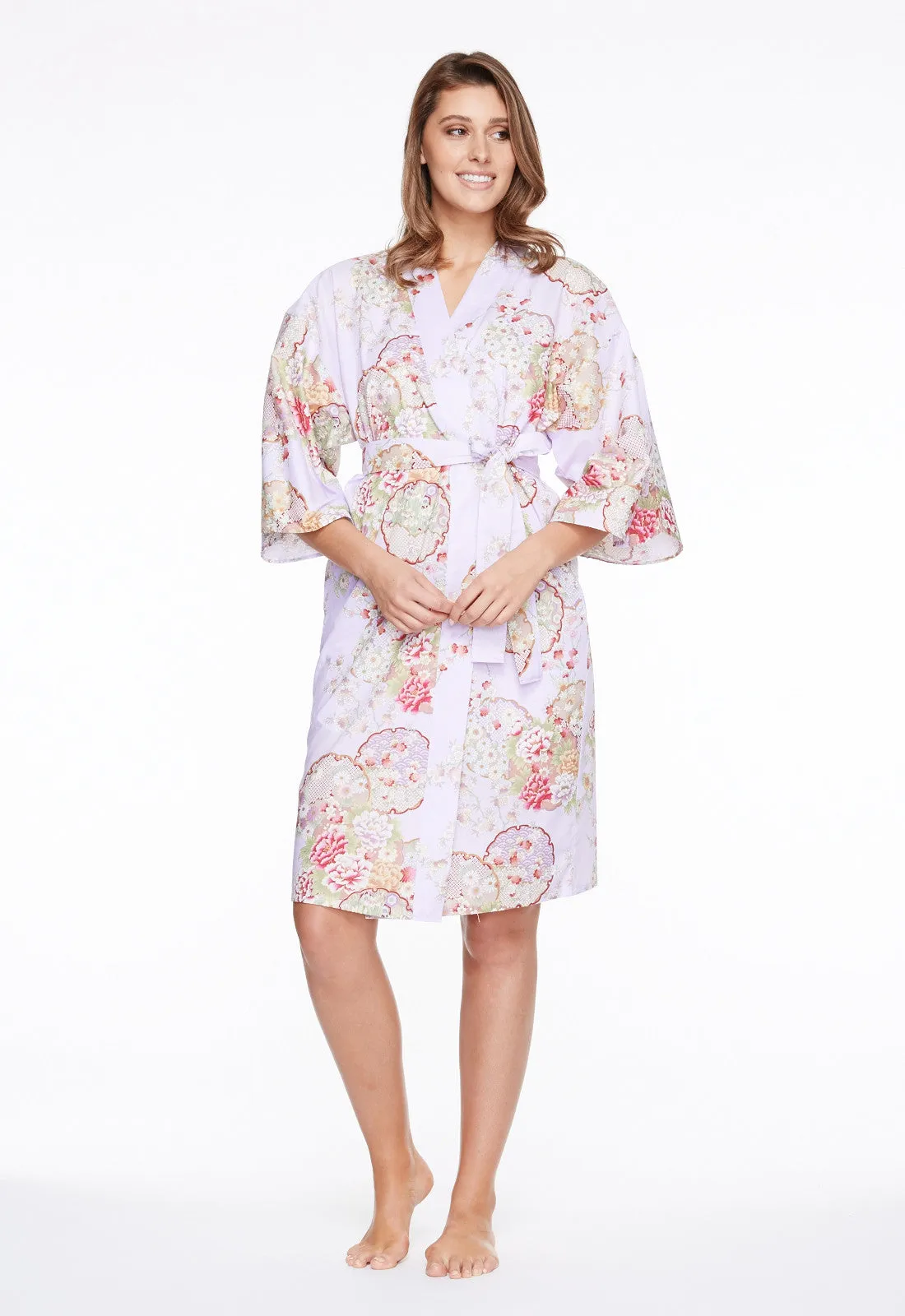 Graceful Circles Cotton Short Happi Coat Kimono