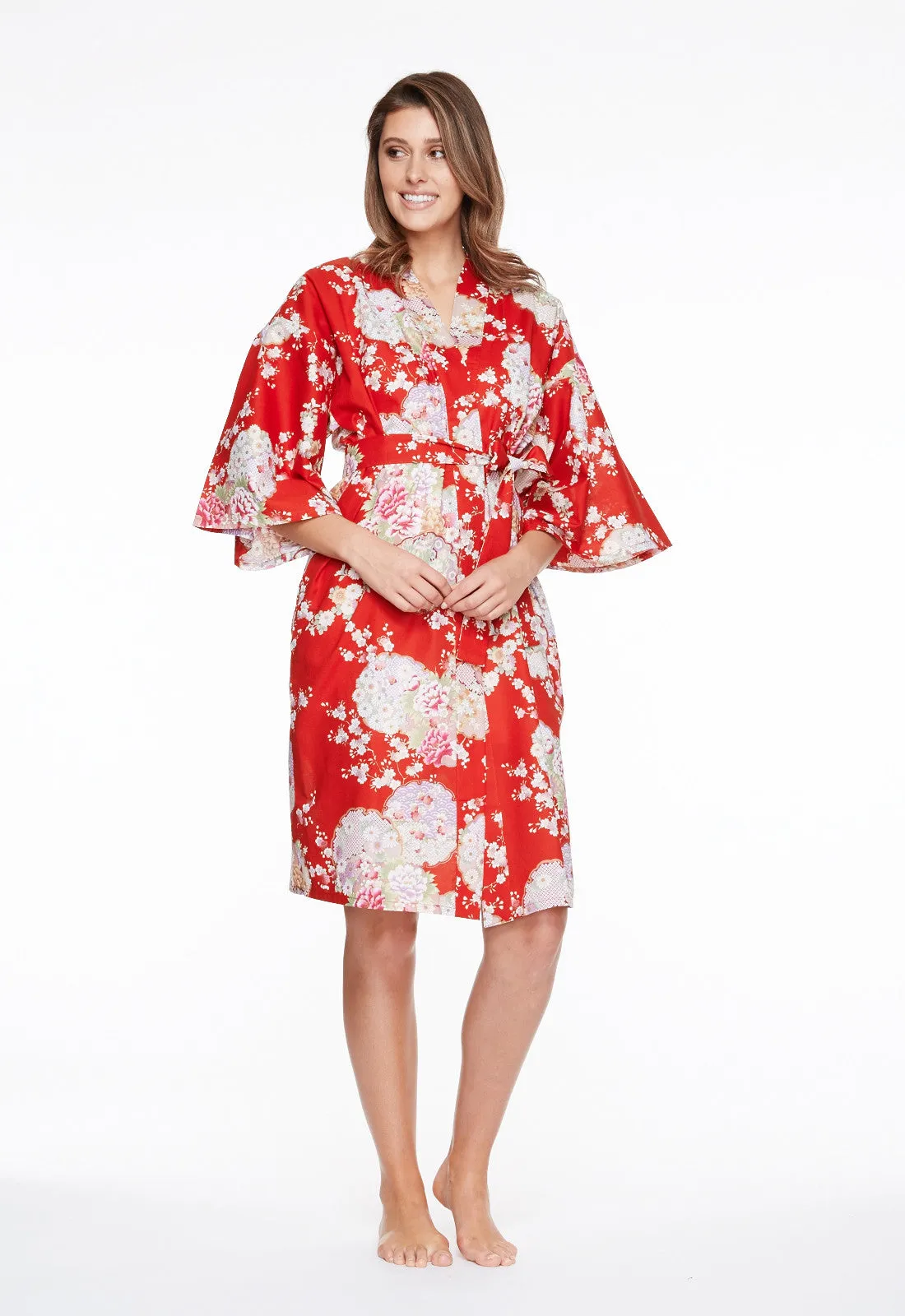 Graceful Circles Cotton Short Happi Coat Kimono