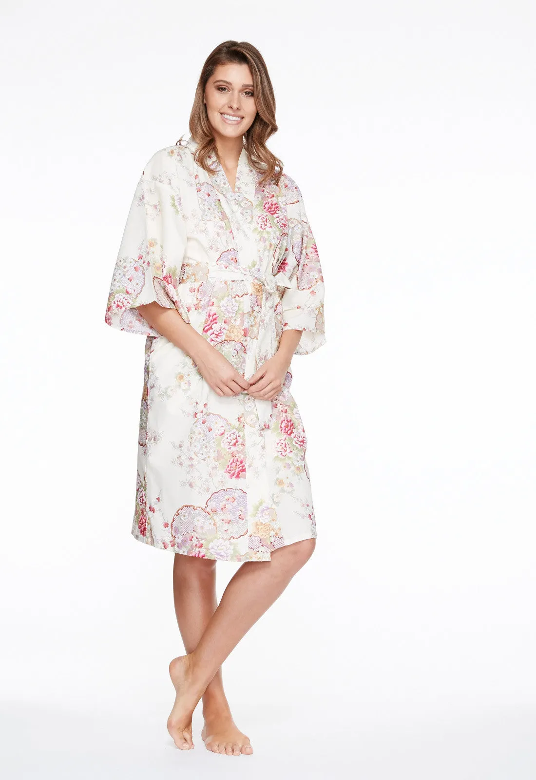 Graceful Circles Cotton Short Happi Coat Kimono