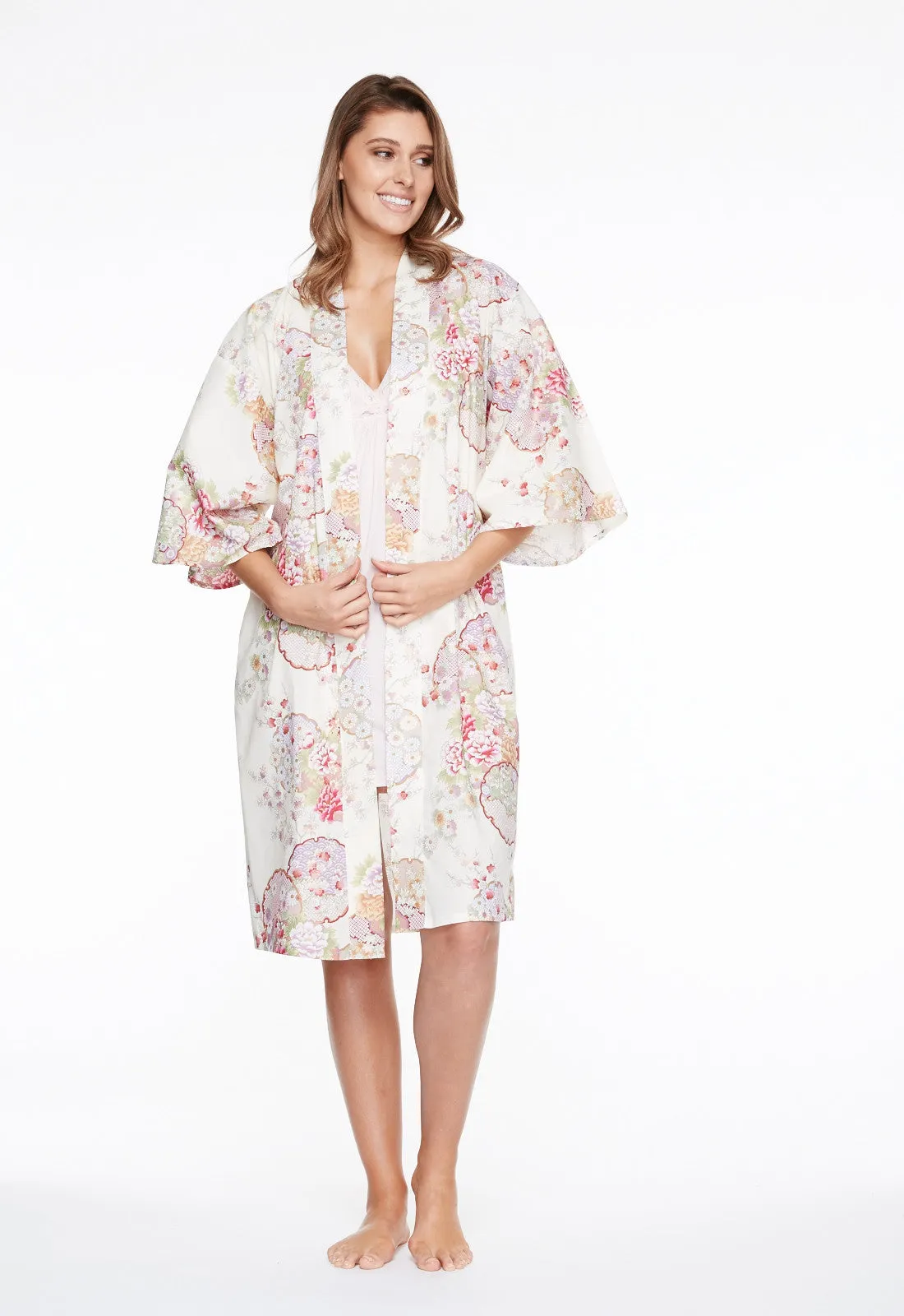 Graceful Circles Cotton Short Happi Coat Kimono