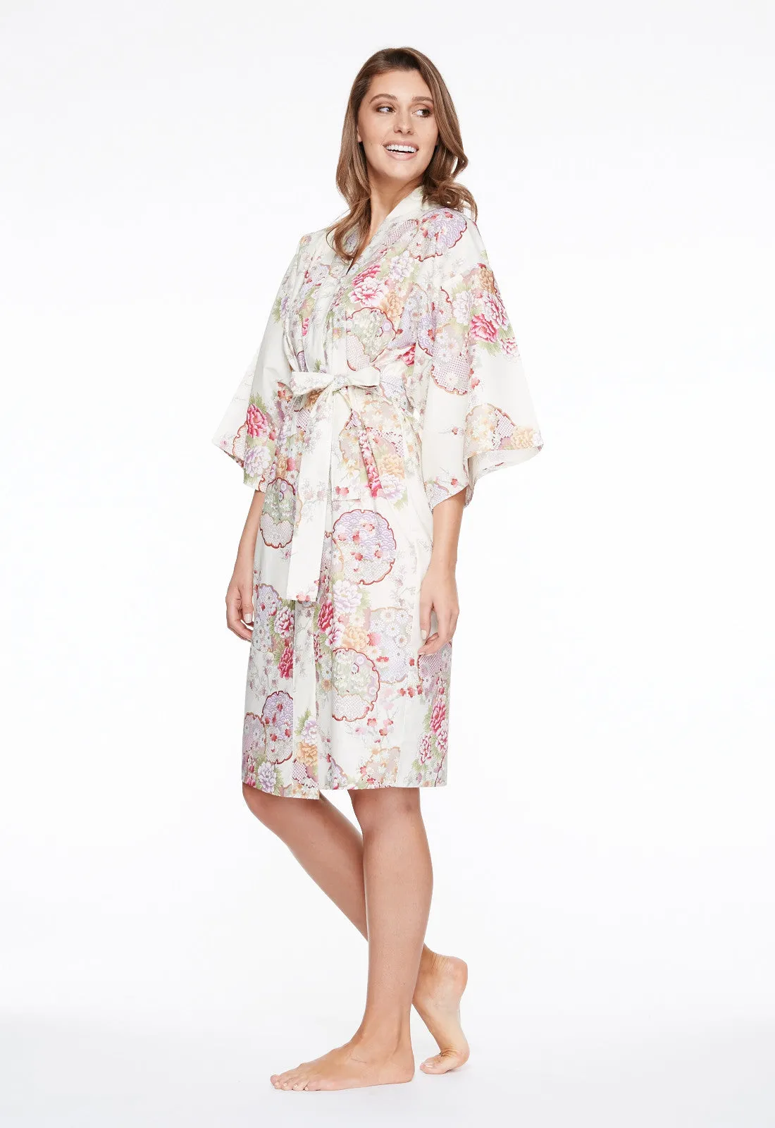 Graceful Circles Cotton Short Happi Coat Kimono