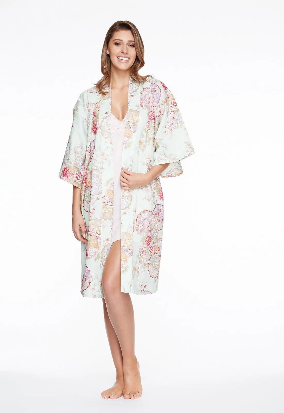 Graceful Circles Cotton Short Happi Coat Kimono