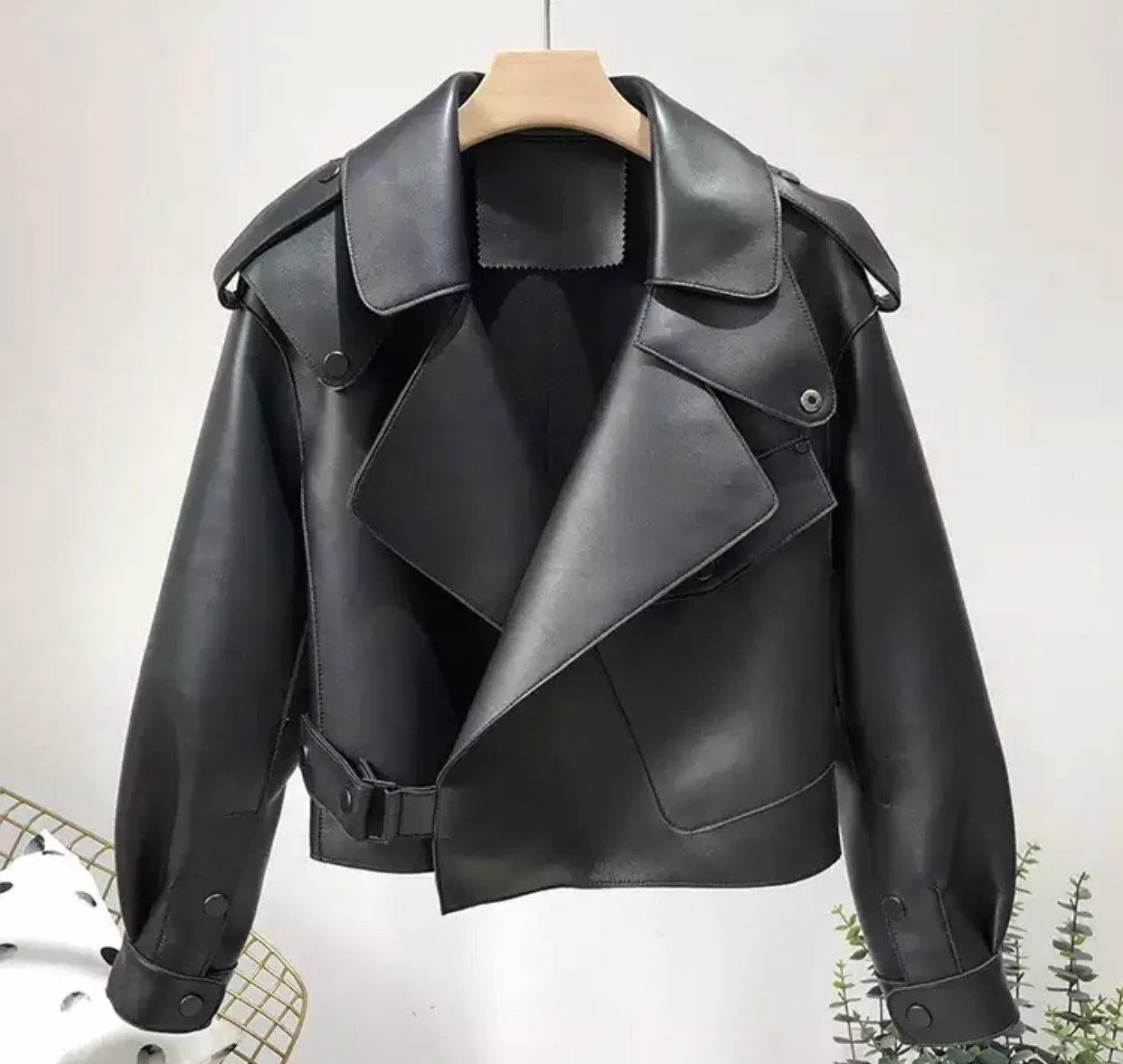 Hazel Leather Jacket Black