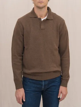 Heavy Knitted Polo Sweater Light Brown