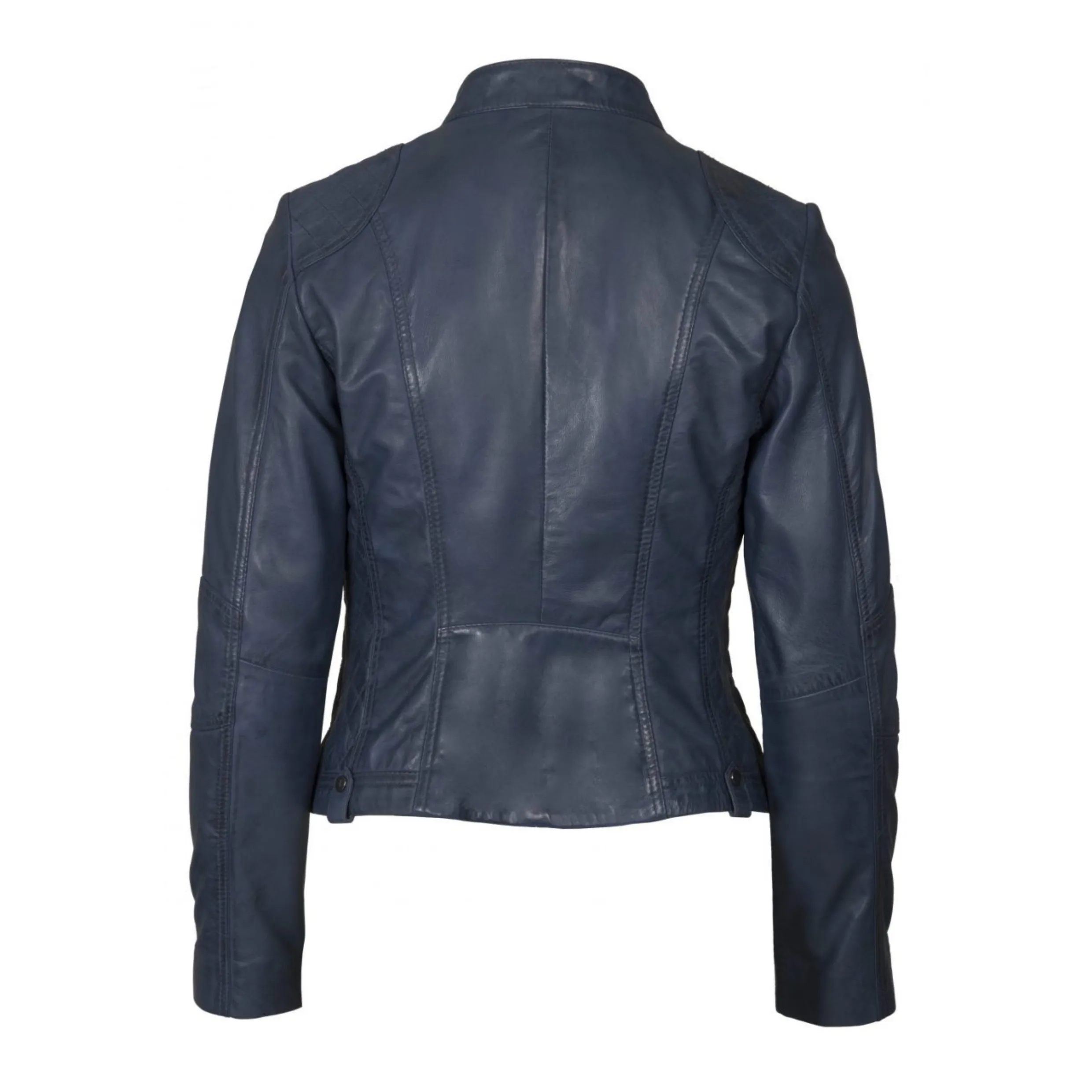 Helium Lamb Nappa Leather Jacket Biker Style Mia Chic - Navy