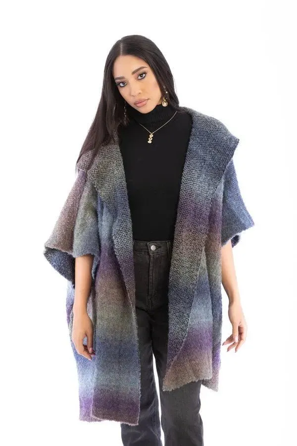 Hooded Kimono Multicolor Gradient