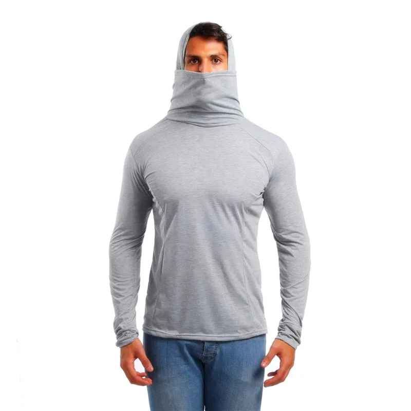 Hooded Mask Japanese Style Man Long Sleeve Pullover Shirt