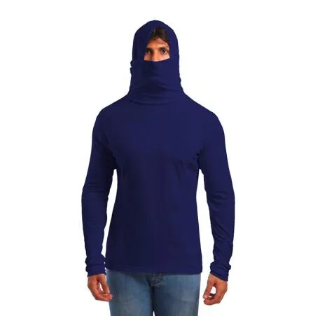 Hooded Mask Japanese Style Man Long Sleeve Pullover Shirt