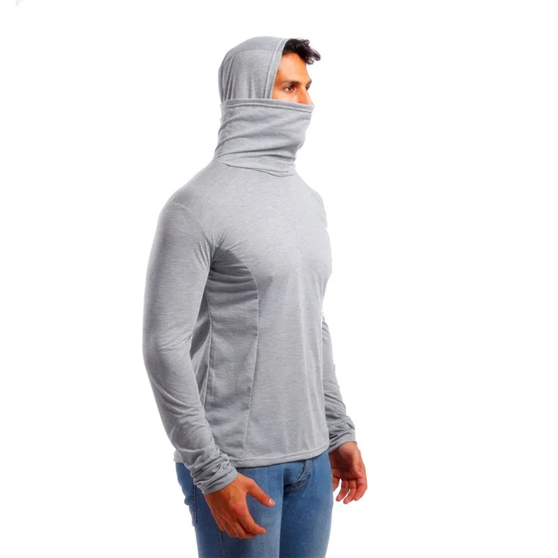 Hooded Mask Japanese Style Man Long Sleeve Pullover Shirt