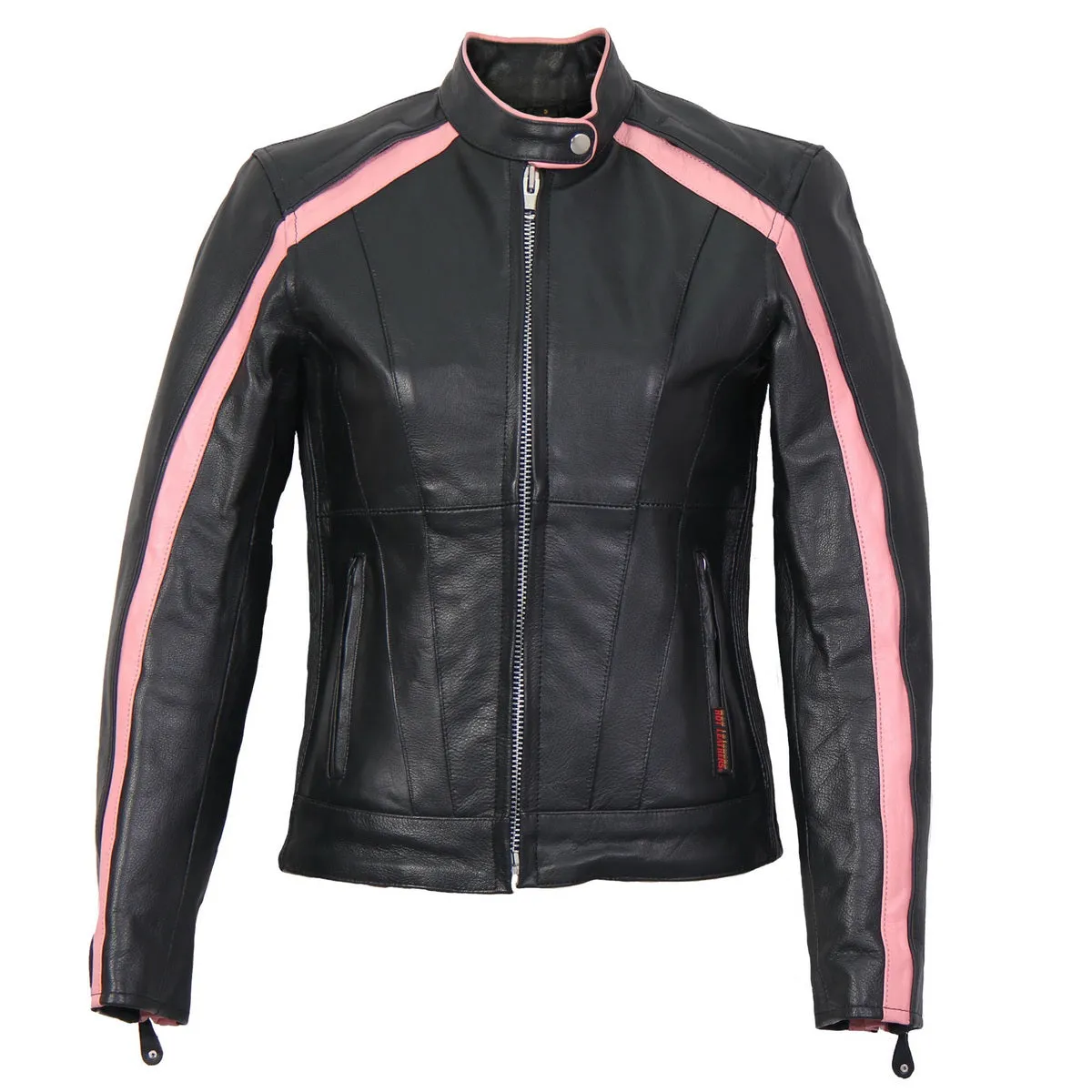 Hot Leathers JKL1022 Pink Striped Leather Jacket with Reflective