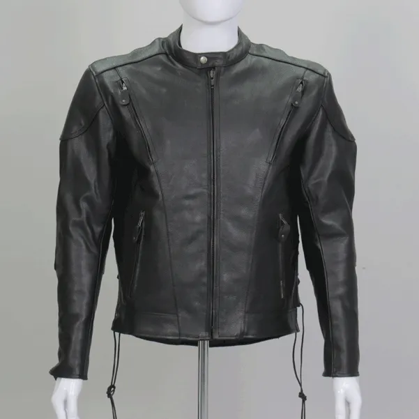 Hot Leathers JKM1010 Men's Motorcycle Vented Leather Biker Jacket