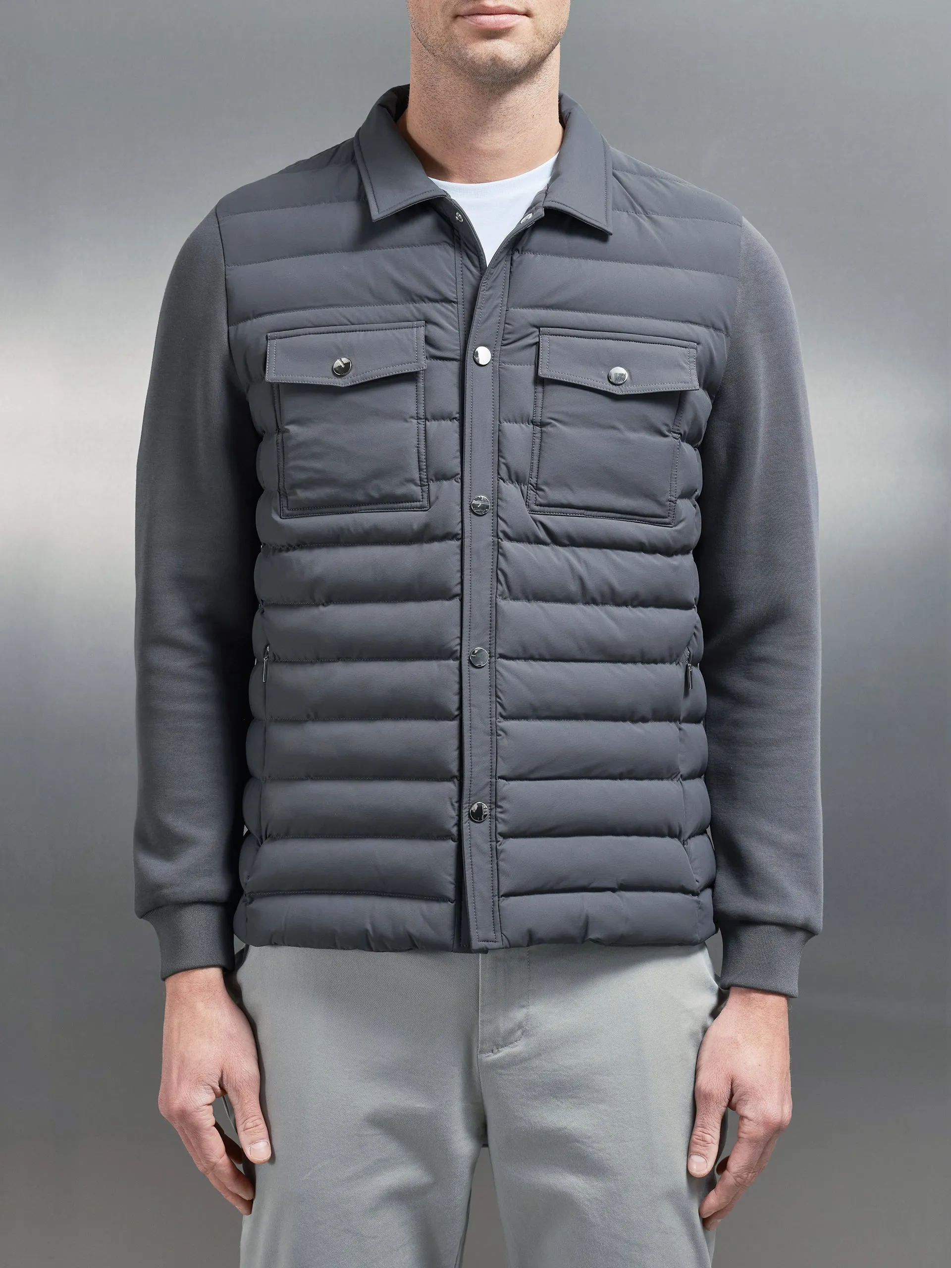 Hybrid Quilted Overshirt in Grey