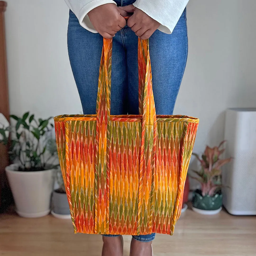 Ikat Handloom Quilted Tote Bag