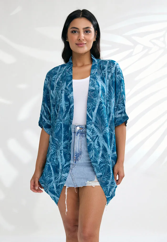 Indii Breeze Short Kimono - Lombok Blue