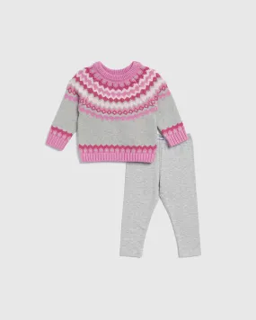 Infant Girl Fair Isle Fun Sweater Set