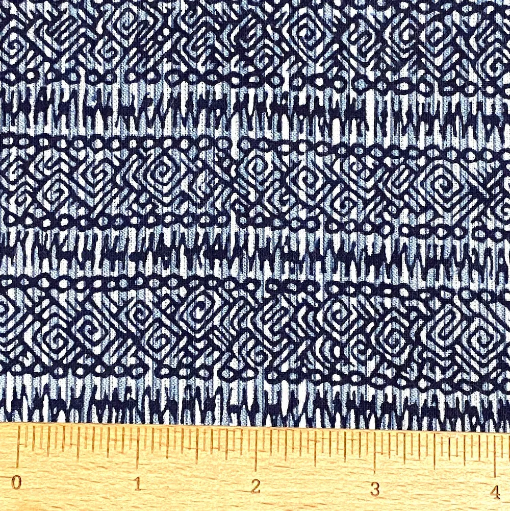 Intricate Tribal Indigo Blue Yukata Vintage Kimono Cotton By the Yard #235