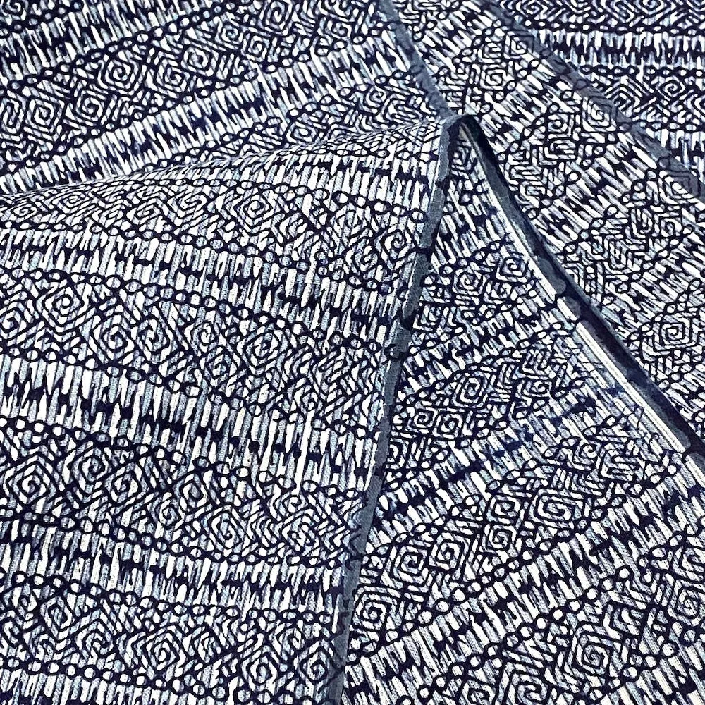 Intricate Tribal Indigo Blue Yukata Vintage Kimono Cotton By the Yard #235