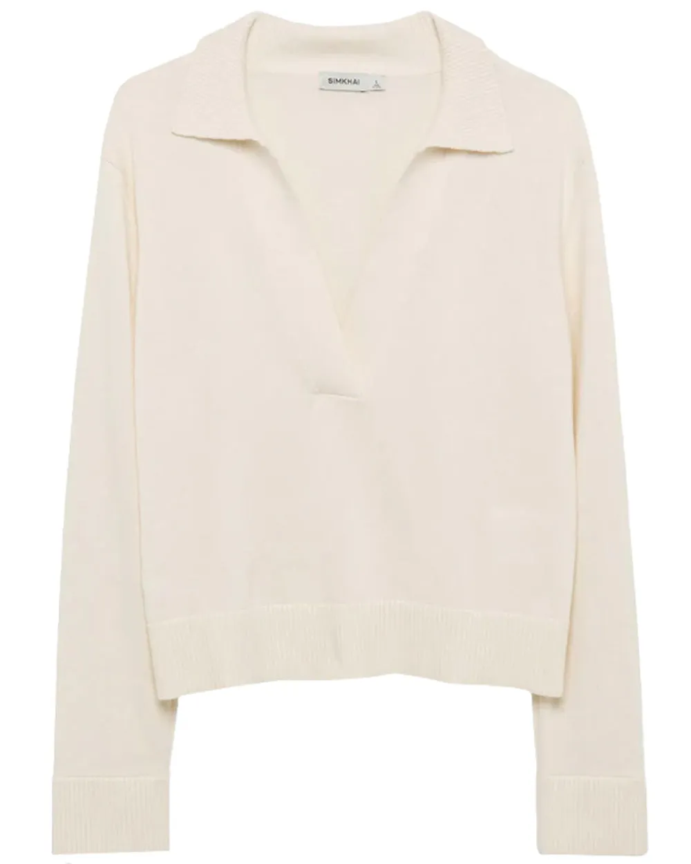 Ivory Long Sleeve Polo Sweater