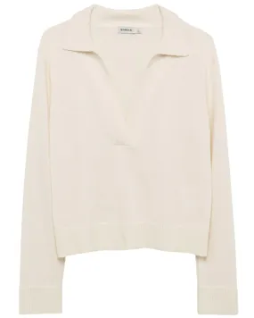 Ivory Long Sleeve Polo Sweater