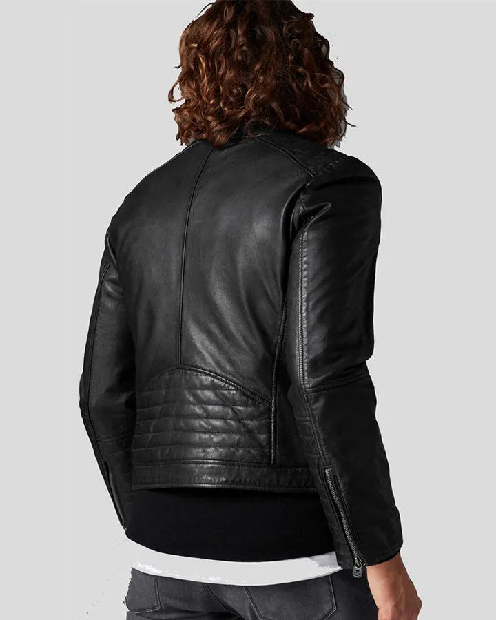 Jake Black Slim Fit Biker Leather Jacket