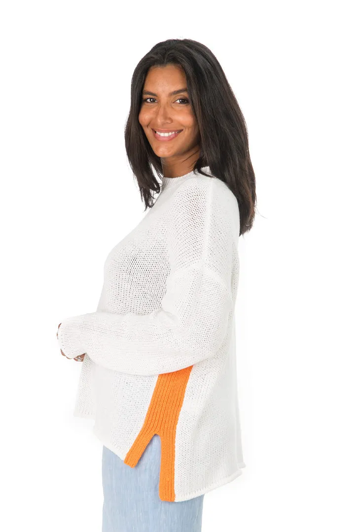 Julie Sweater - White With Papaya