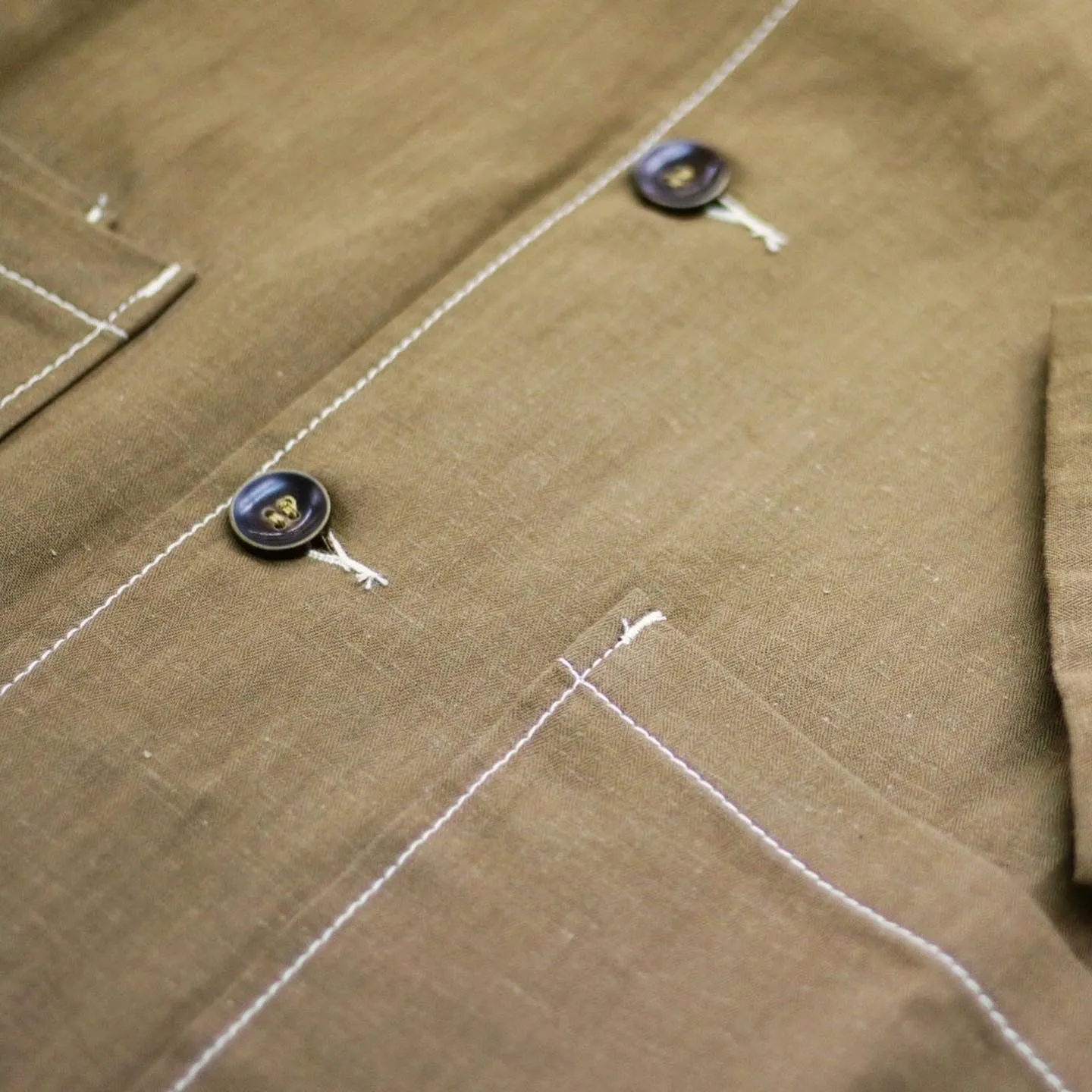 KHAKI HERRINGBONE COVERALL JACKET