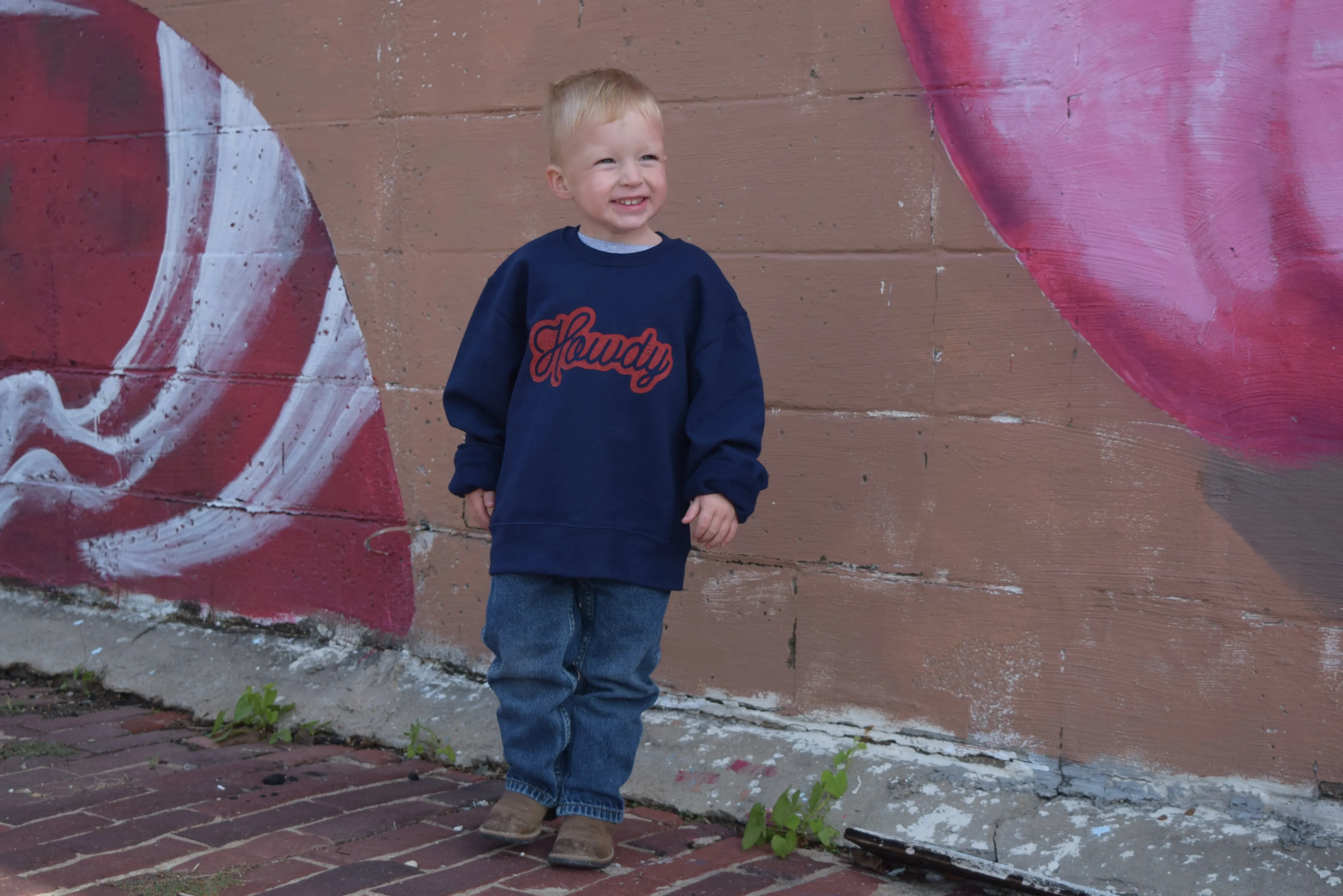 Kids Navy HOWDY Crew Sweater