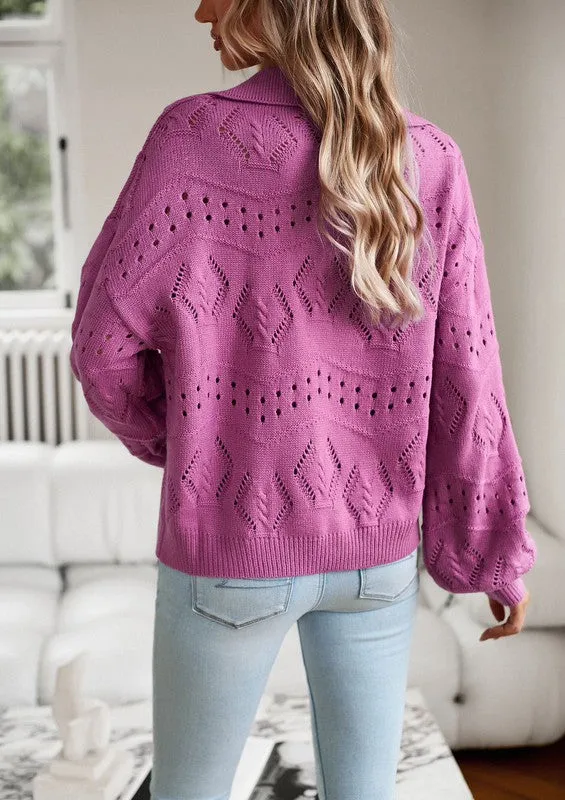 *Knit Long Sleeve Polo Sweater