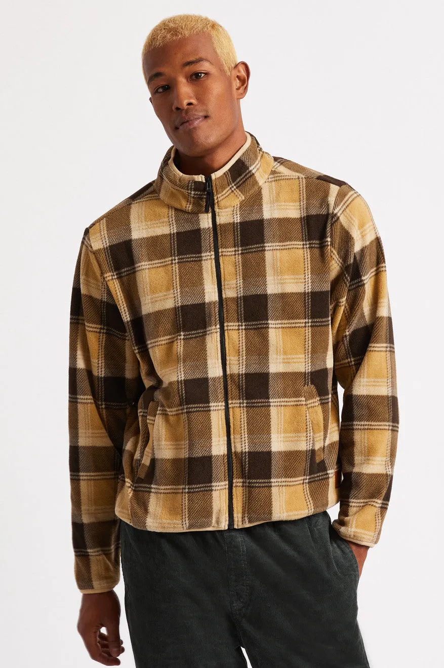 Lane Mock Neck Utility Zip - Brown Plaid