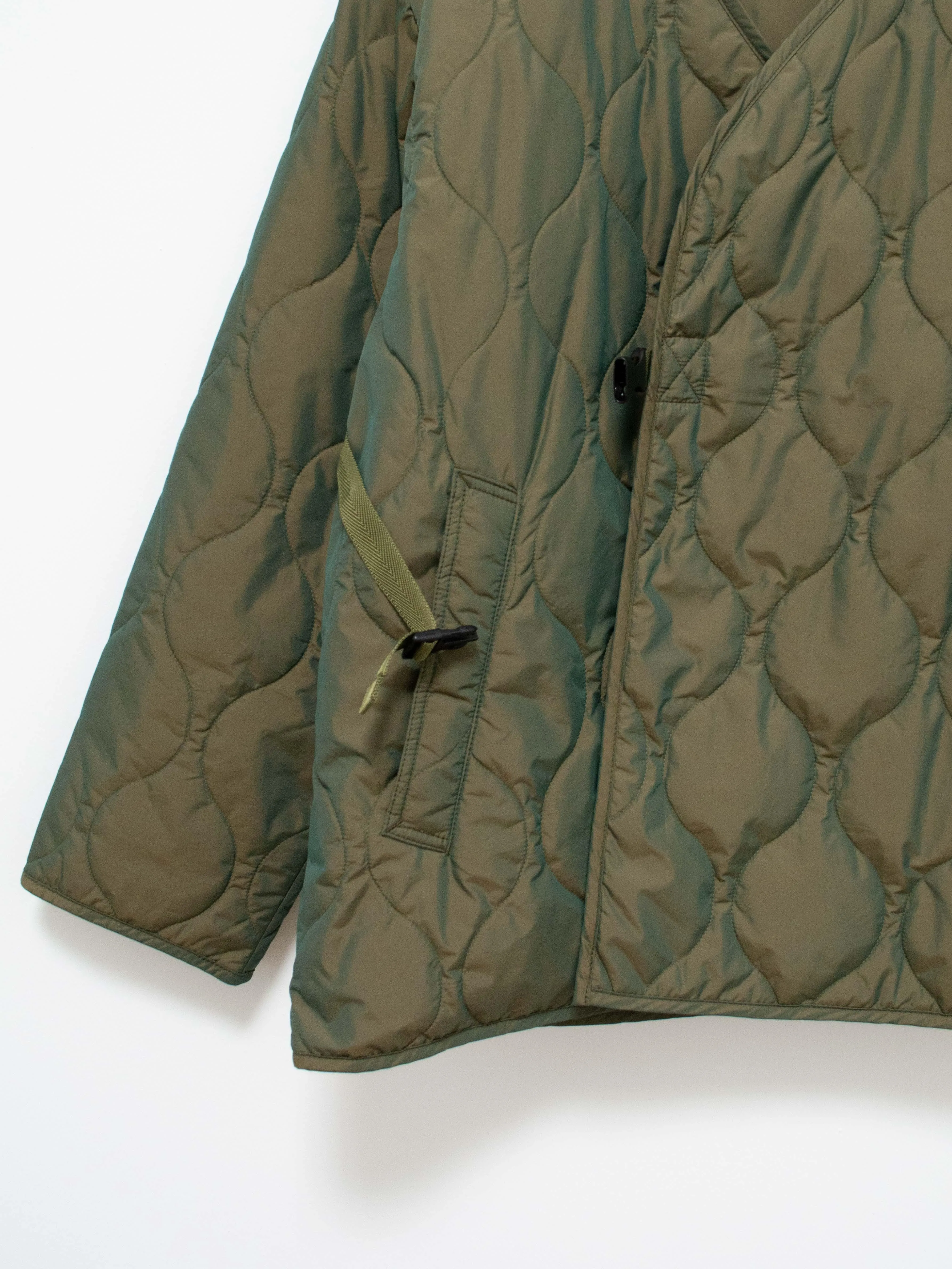 Lightweight Taffeta Quilted Liner Buckle Jacket - Olive