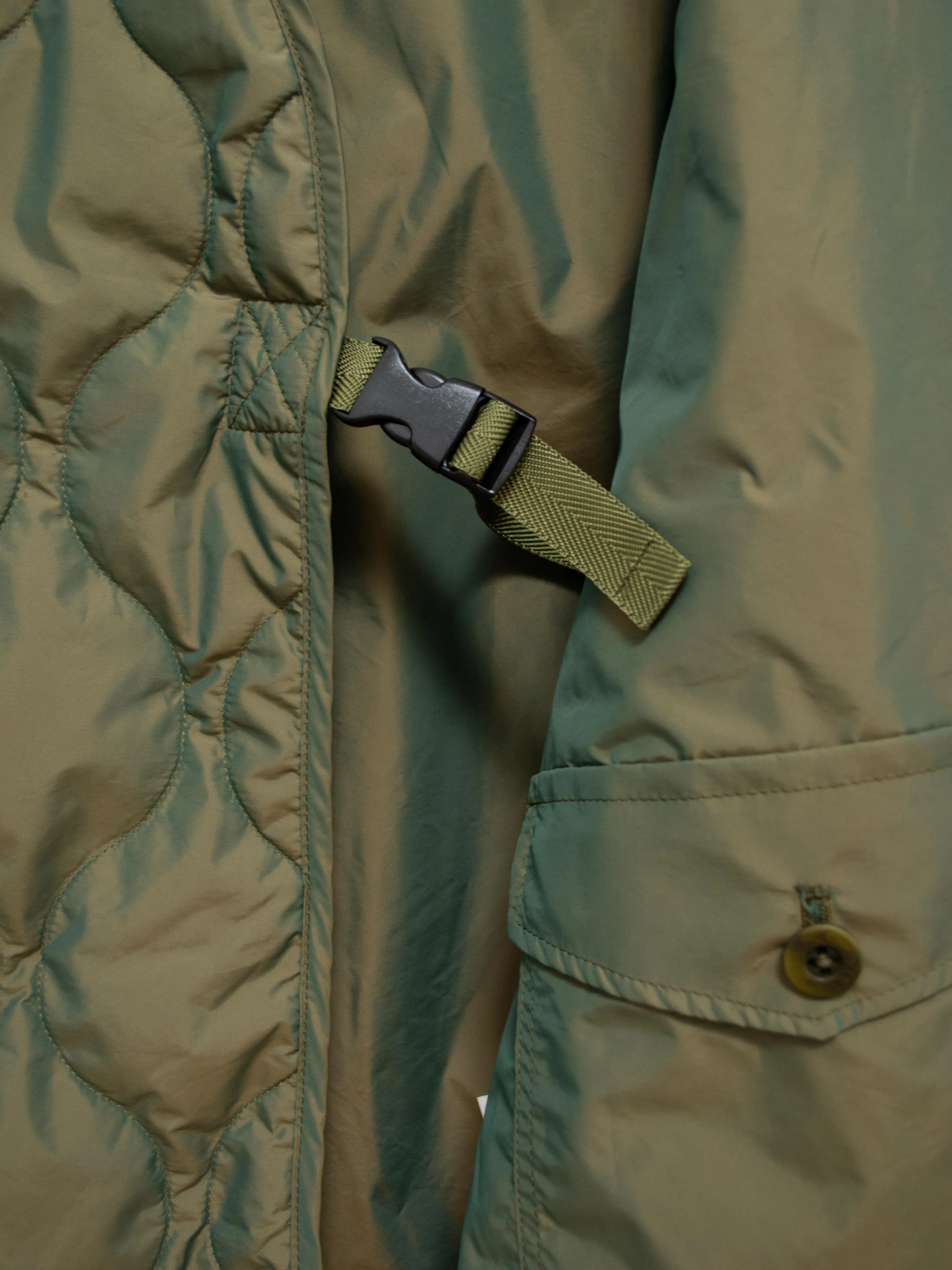 Lightweight Taffeta Quilted Liner Buckle Jacket - Olive