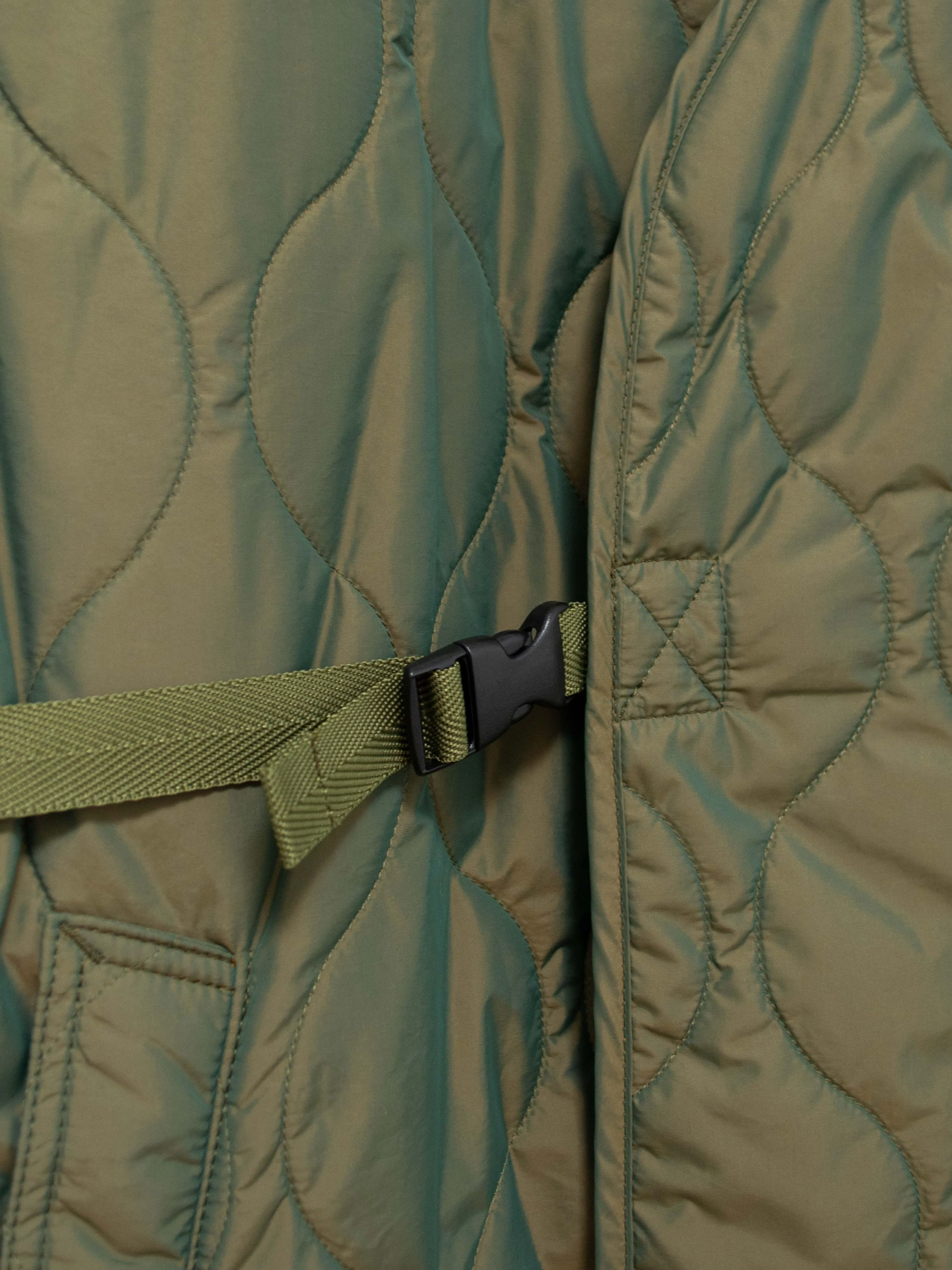 Lightweight Taffeta Quilted Liner Buckle Jacket - Olive