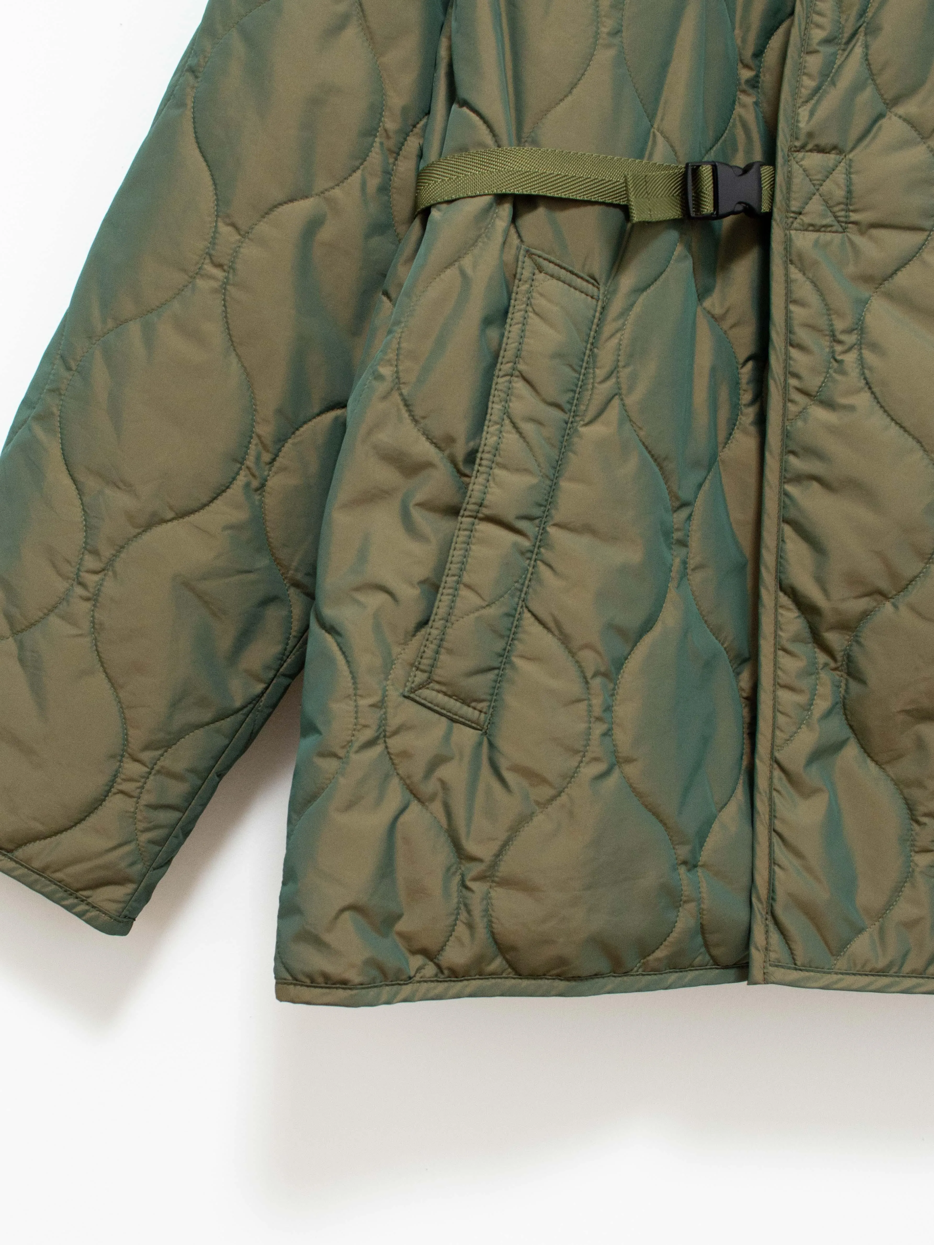 Lightweight Taffeta Quilted Liner Buckle Jacket - Olive