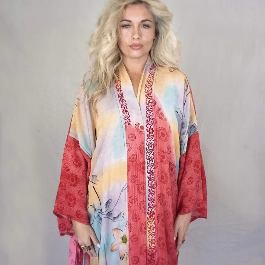 Long Silk Kimono – Coral