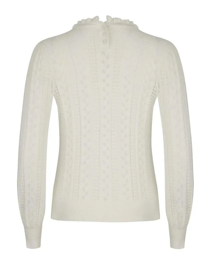 Long Sleeve Frill Pointelle Sweater