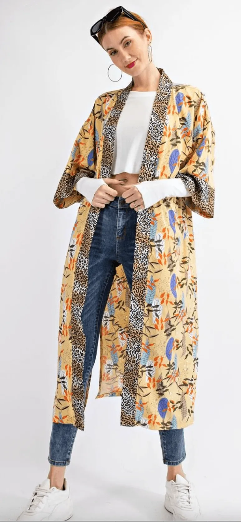 Long Sleeve Kimono Jacket with Pockets in Sahara