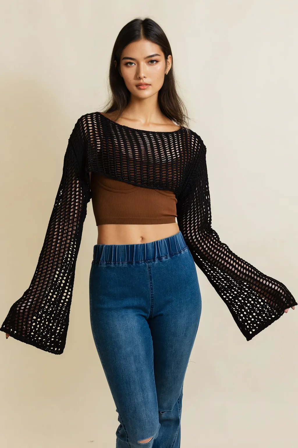 Loom Knitted Cropped Sweater