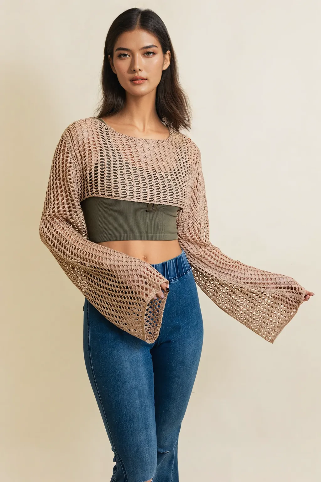 Loom Knitted Cropped Sweater