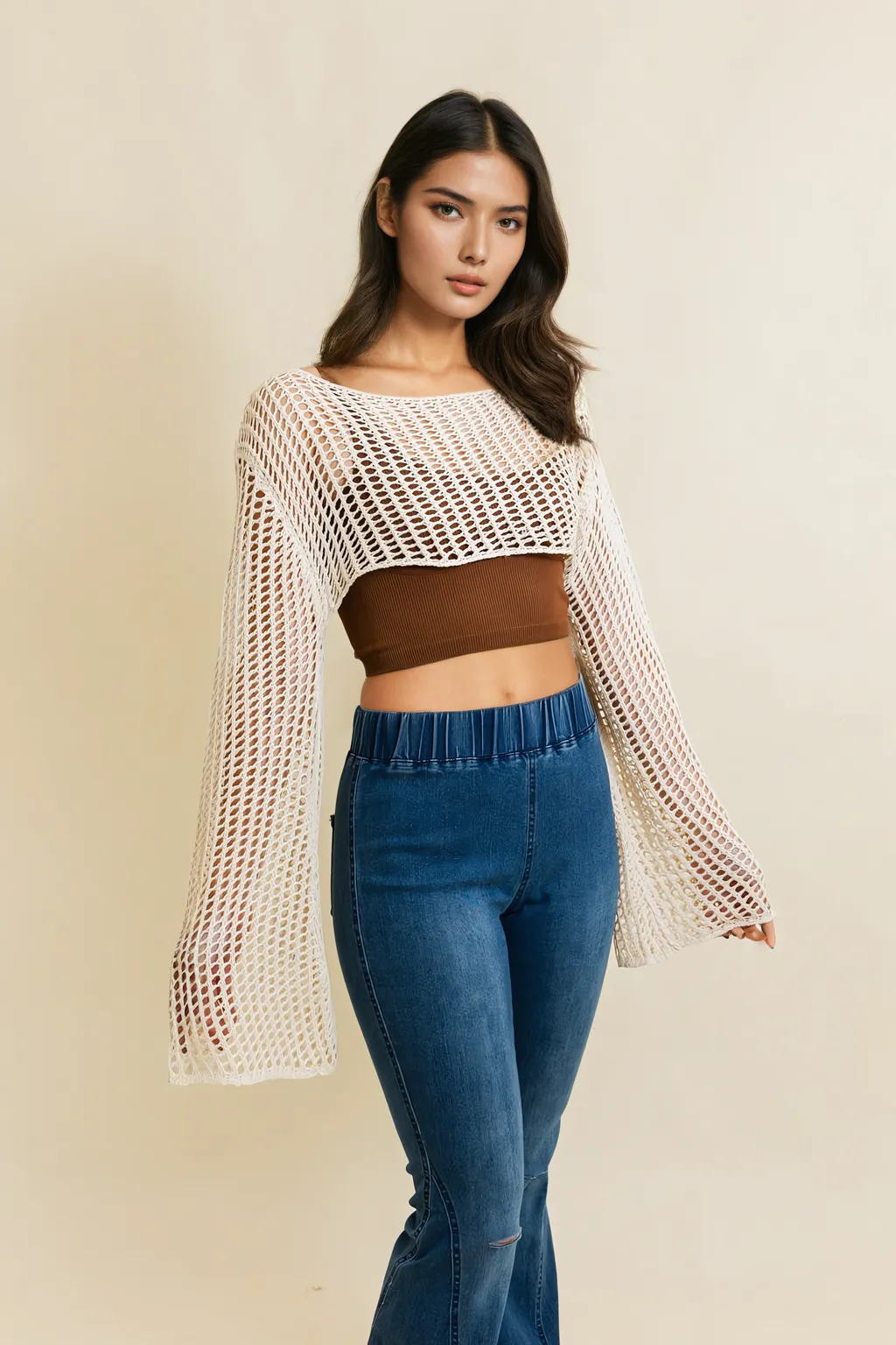 Loom Knitted Cropped Sweater